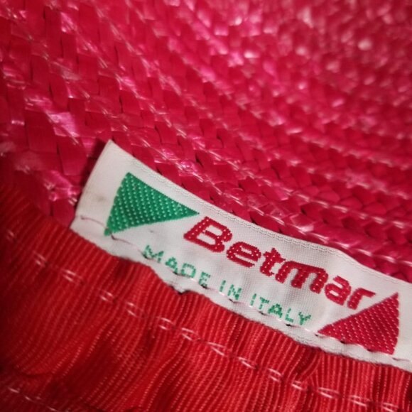 Vintage Betmar Made in Italy Red & White Polka Dot Floppy Woven Summer S… main image 7